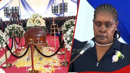 June Moi: Daniel Moi's Little Known Daughter Doris Mourns Sister as She Reads Eulogy during Funeral