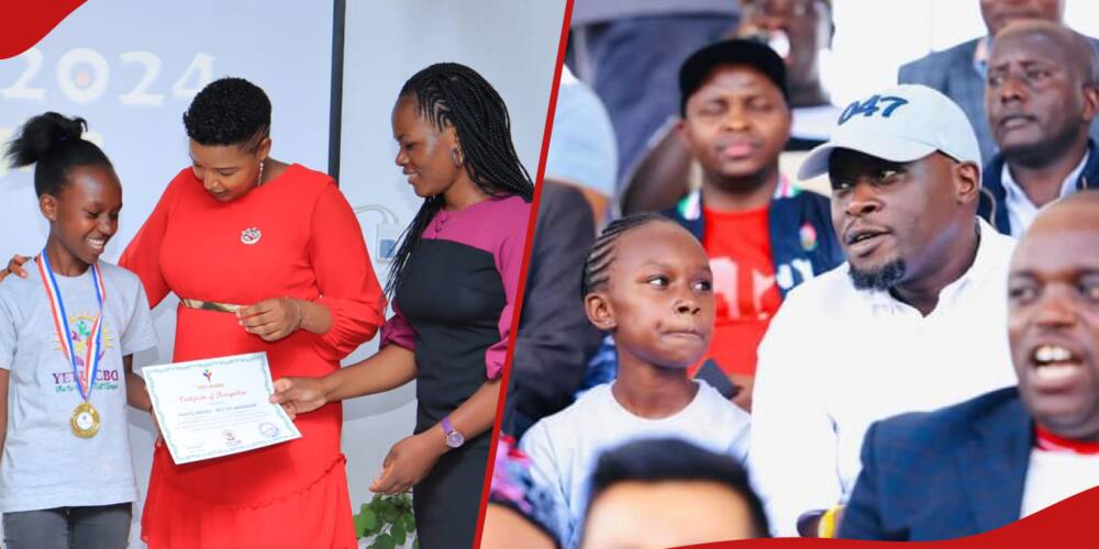 Left: Shantel collects her award and certificate from Yetu Awards.
Right: Shantel shares a light moment with Nairobi governor Johnson Sakaja.