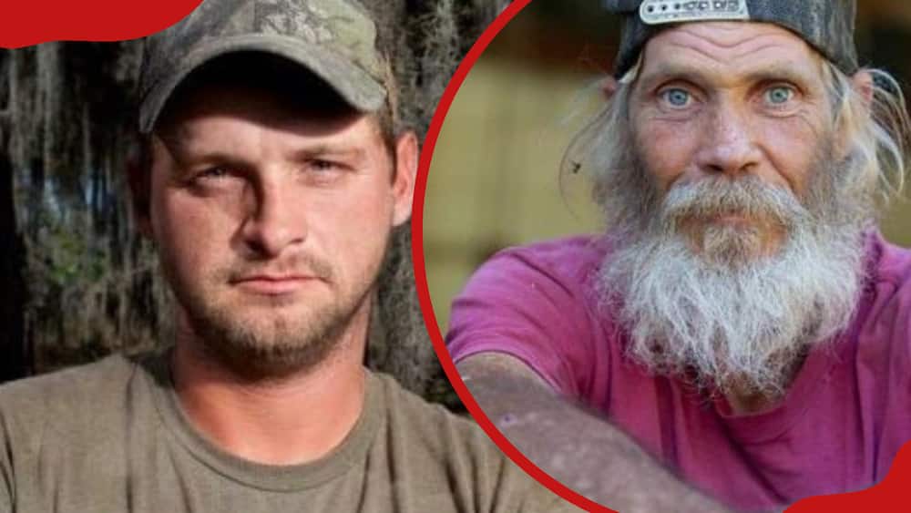 A collage of Randy Edwards in the fields and Mitchell Guist of the Swamp People