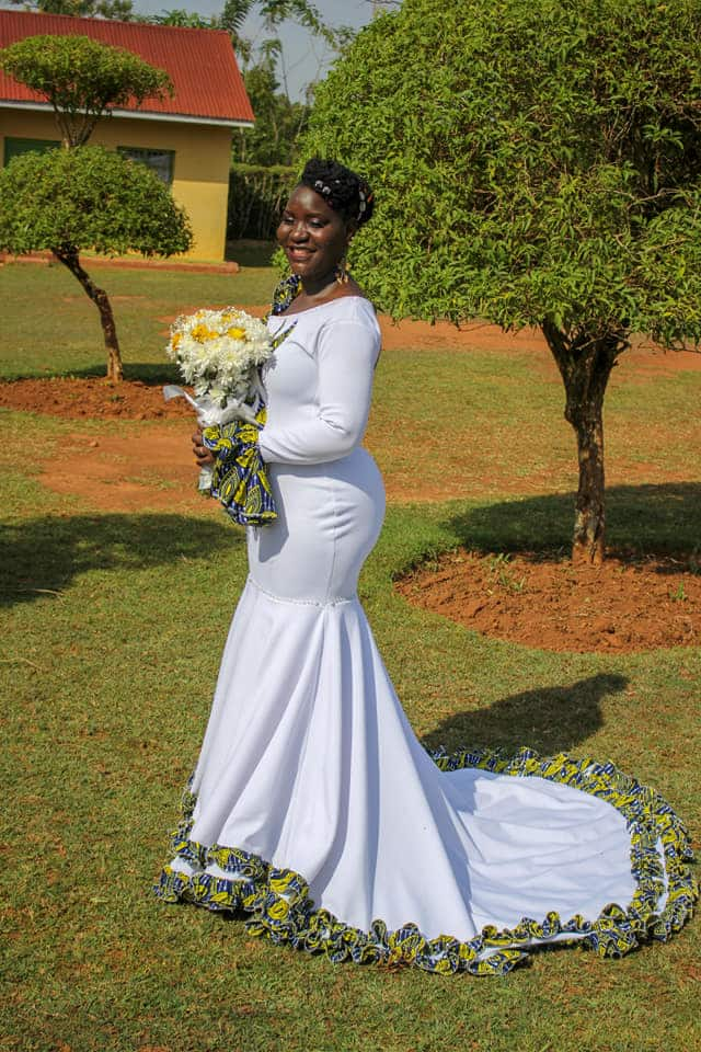 Kenyan lady thanks mum for making her exquisite wedding gown