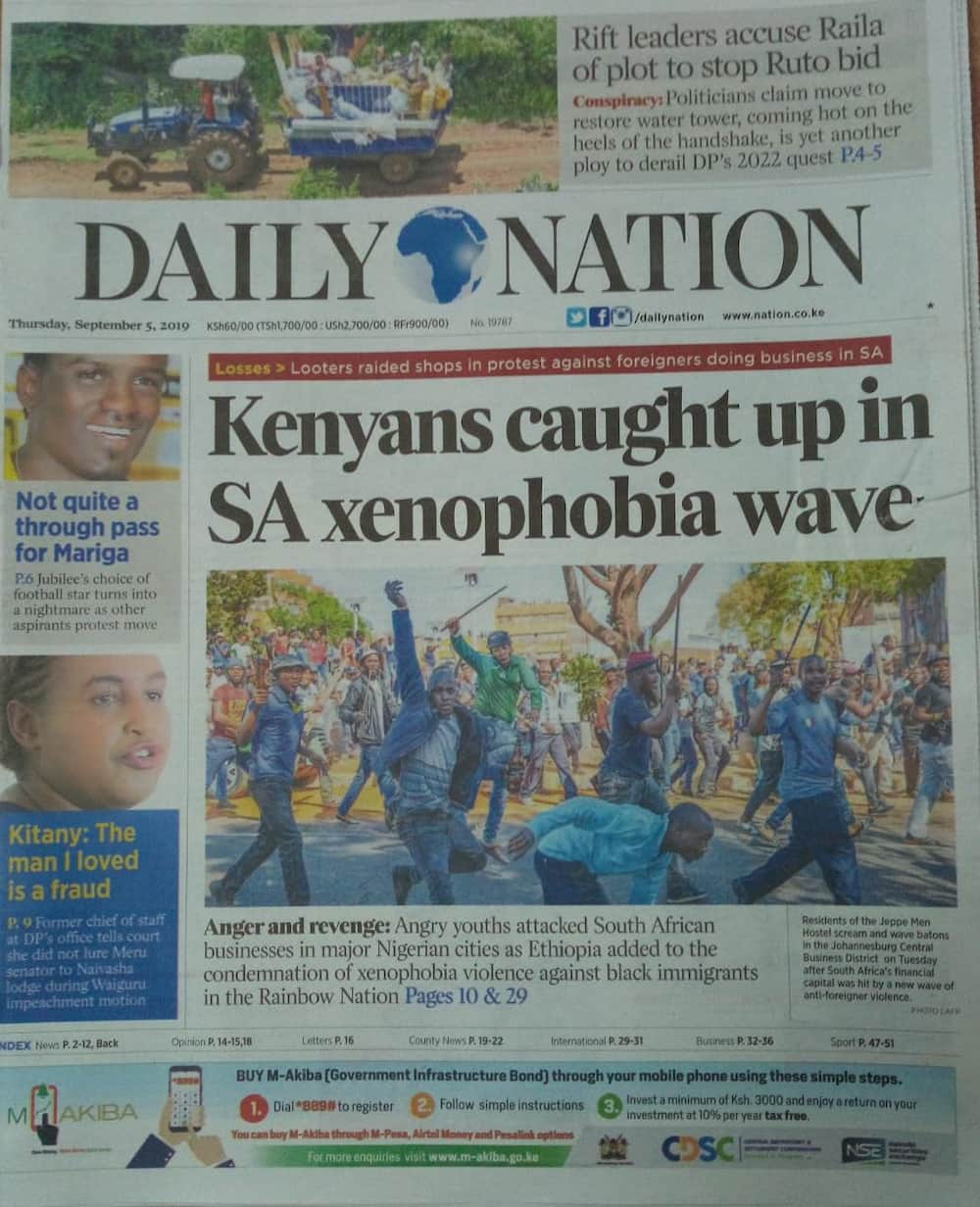 Kenyan newspapers review for September 5: 700 interns attached at Uasin Gishu County refuse to leave, say they want permanent jobs