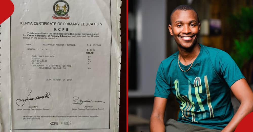 Samidoh shows off his 2004 KCPE certificate.