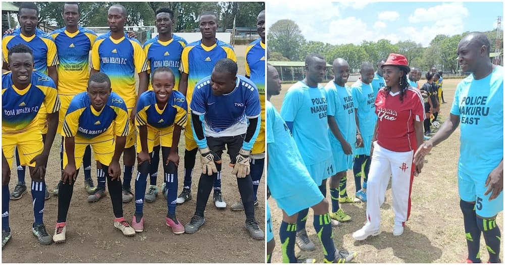 Inspekta Mwala's Kona Mbaya team plays Against Nakuru Police Officers.