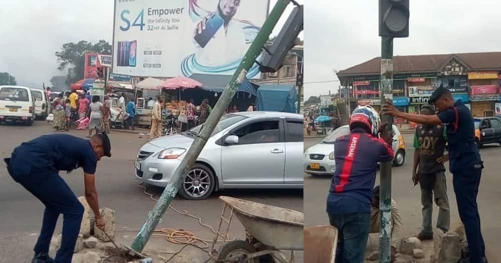 Police officer uses his own money to repair broken traffic light