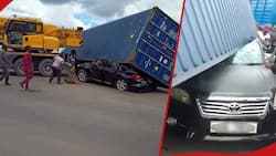 Nairobi: Mother, 2 Children Cheat Death after Heavy Duty Lorry Runs over Their Car