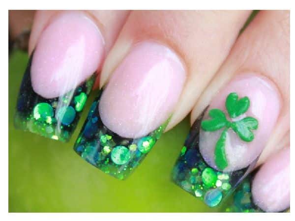 Clover nail design for St. Patrick's day