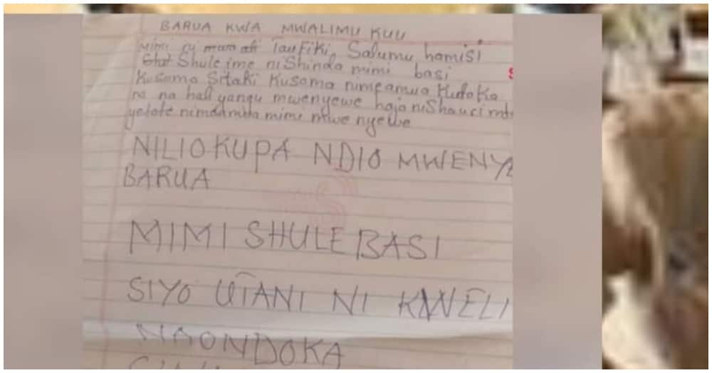 Mwanafunzi Amwandikia Mwalimu Mkuu Barua Kumtaarifu Anaacha Shule: "Sina Ubaya"