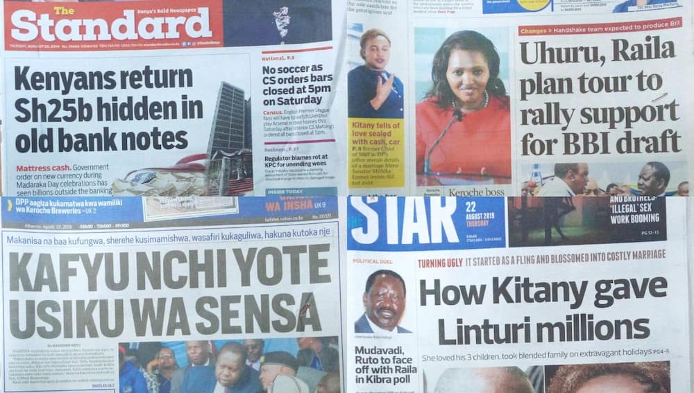 Magazeti ya Kenya Alhamisi, Agosti 22