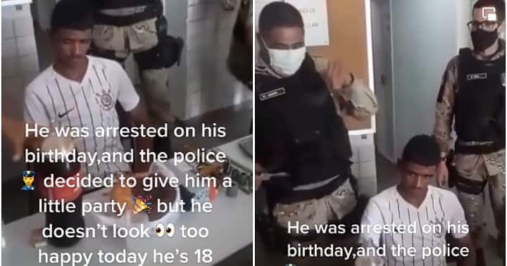 Police officers celebrate inmate on his birthday