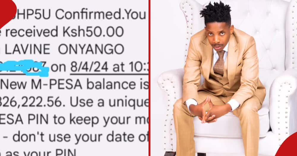 A screenshot of one of the messages and second frame shows Eric Omondi.