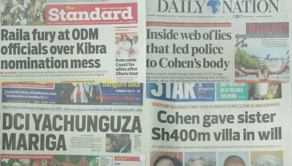 Magazeti ya Kenya Jumatatu Septemba 16: McDonald Mariga kufanyiwa uchunguzi na DCI