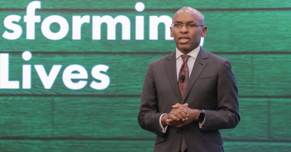 Safaricom CEO Peter Ndegwa speaks at a past event.