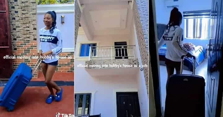 Lady with one box moves into husband's mansion