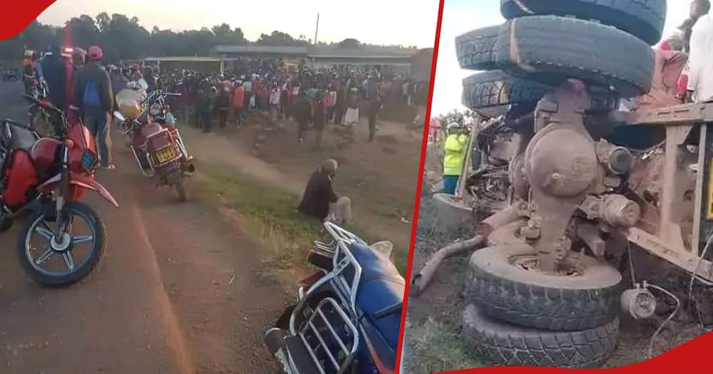 Collage of the fatal accident in Timau town