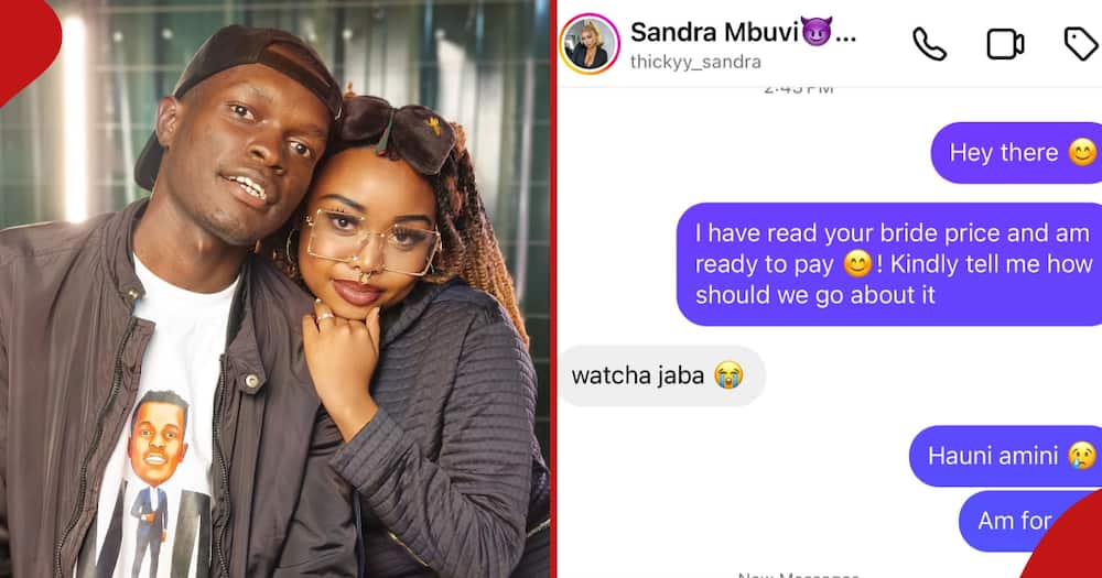 Screengrab of Vincent Mboya's alleged chat with Sandra Mbuvi