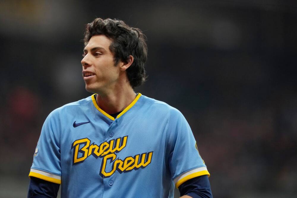 haircut?  Christian yelich, Hot baseball guys, Men in uniform