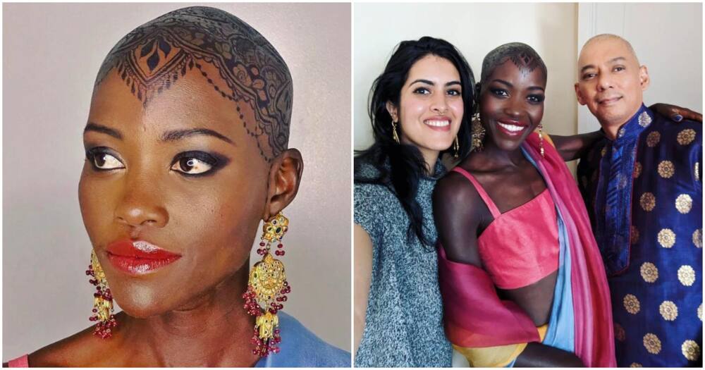 Lupita Nyong'o Covers Bald Head in Henna to Attend Friend's Musical