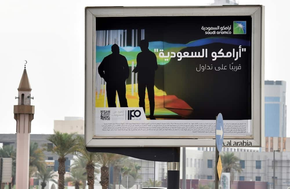 Billboard displaying an advert for Aramco in the Saudi capital Riyadh
