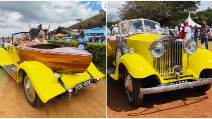 Concours D'elegance: Two Mzungu Women Steal Show with Boat-Like Car at Magnificent Vintage Cars Exhibition