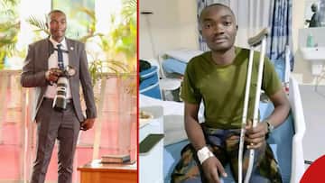 Francis Ogolla: KDF Crash Survivor Karanja Mogire Pictured With Crutches In Undated Photo