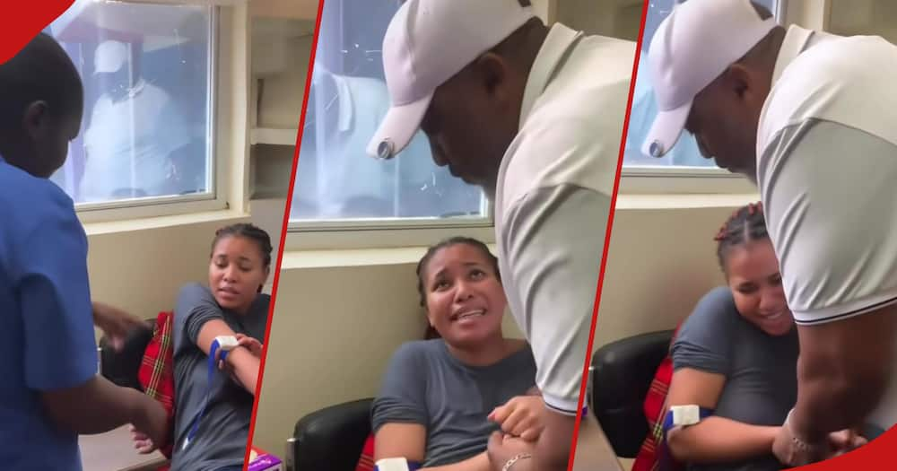 Joy Ohon in the hospital with her dad.