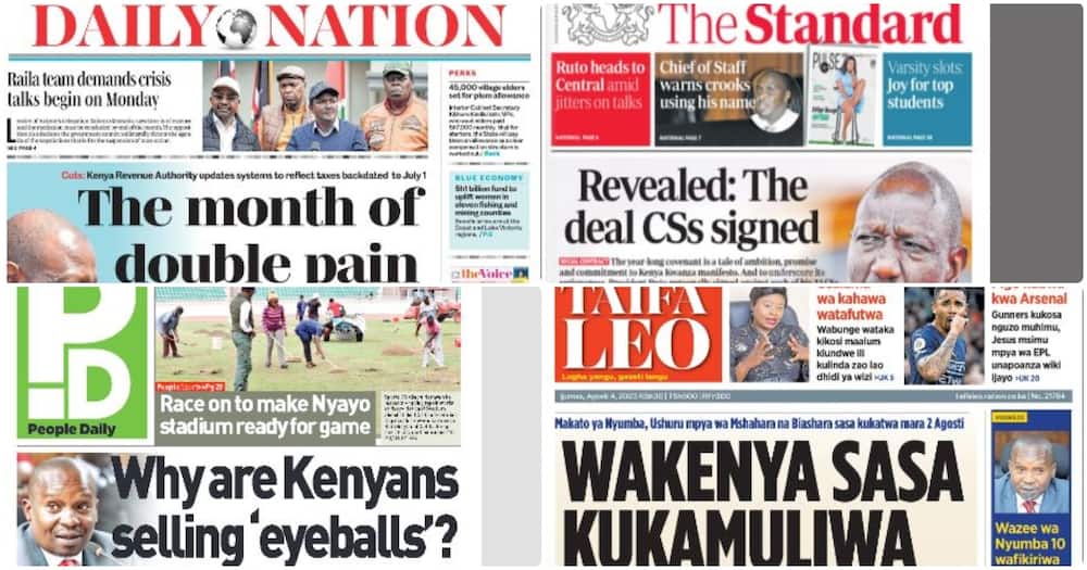 Kenyan newspapers for Friday, August 4.