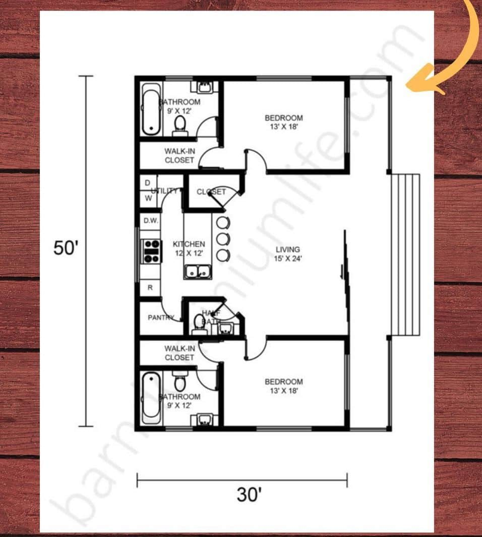 Simple 3 Room House Plans Floor