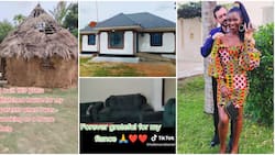 Lady Gifts Parents Fully Furnished Permanent House, Thanks Mzungu Partner for Helping Her
