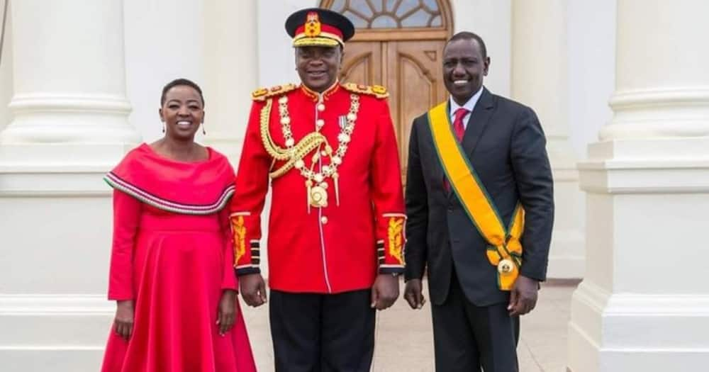 President Uhuru Kenyatta flanked by Deputy President William Ruto and his wife Rachel Ruto. Photo: State House Kenya.