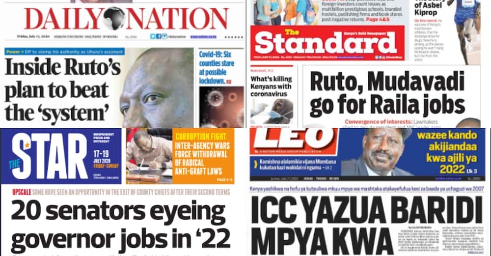 Kenyan newspapers review for July 17: Ruto crafts new strategy to beat the system
