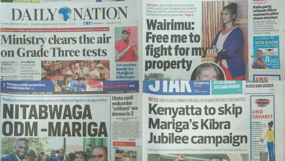 Kenyan newspapers review for September 17: Governor Samboja tells DP Ruto to stay out of Taita Taveta affairs, deal with land grabbing