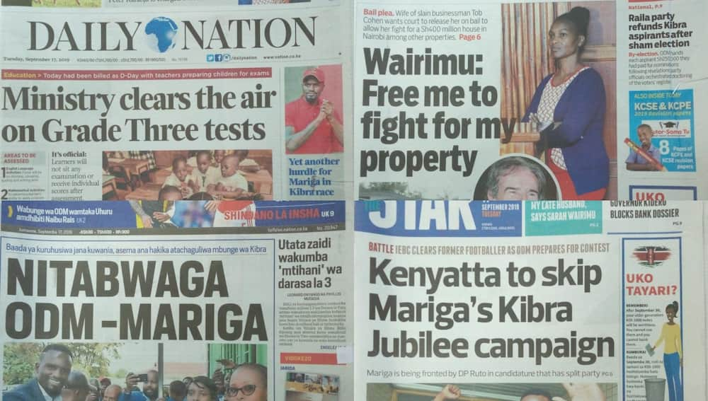 Magazeti ya Kenya Jumanne, Septemba 17