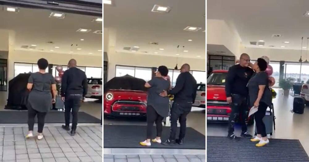 Husband surprises wife with Mini Cooper