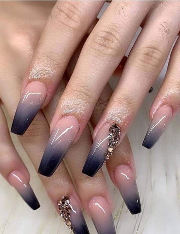 Matte Flat Coffin French Nails Fake Press On Long Medium Ombre Purple Black  Reusable Artificial Nails Acrylic Nail Art Tips | lupon.gov.ph