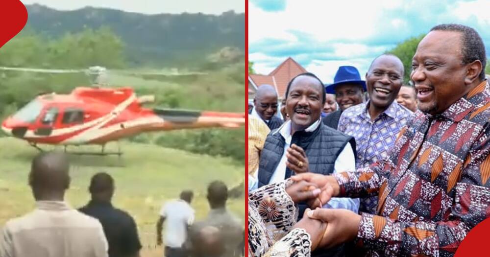 Uhuru Kenyatta Awasili Mwingi Ndani ya Helikopta Hafla ya Kuchangisha Pesa