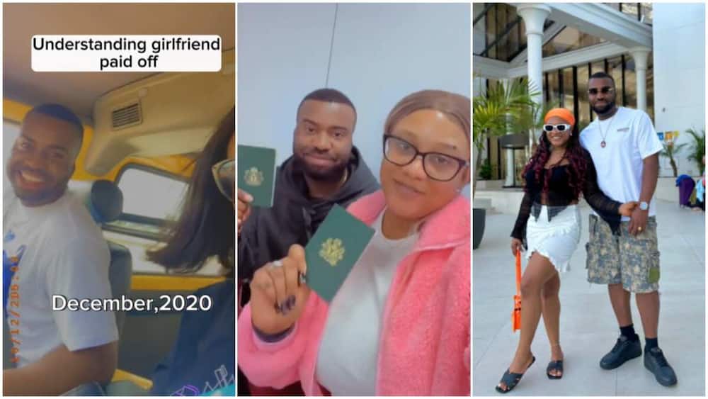 Couple built together/Lady and boyfriend travelled abroad.