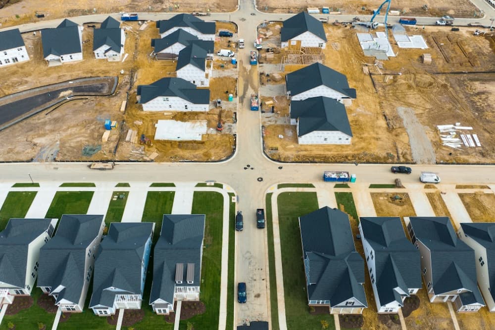 Completed and under construction new homes at a site in Trappe, Maryland, on October 28, 2022