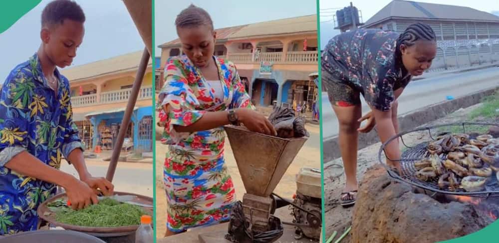 Nigerian lady shows how she and her siblings work at mum's shop.