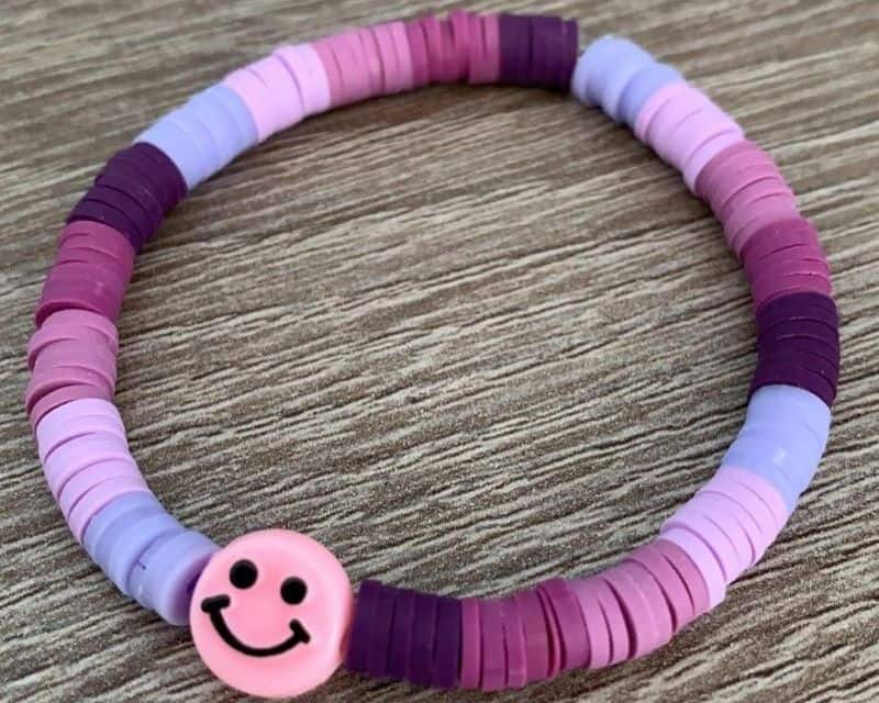 Pink and yellow clay beads bracelet (child)