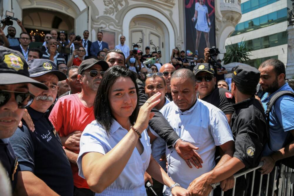 Ons Jabeur greeted by fans at her homecoming reception on Friday in Tunis