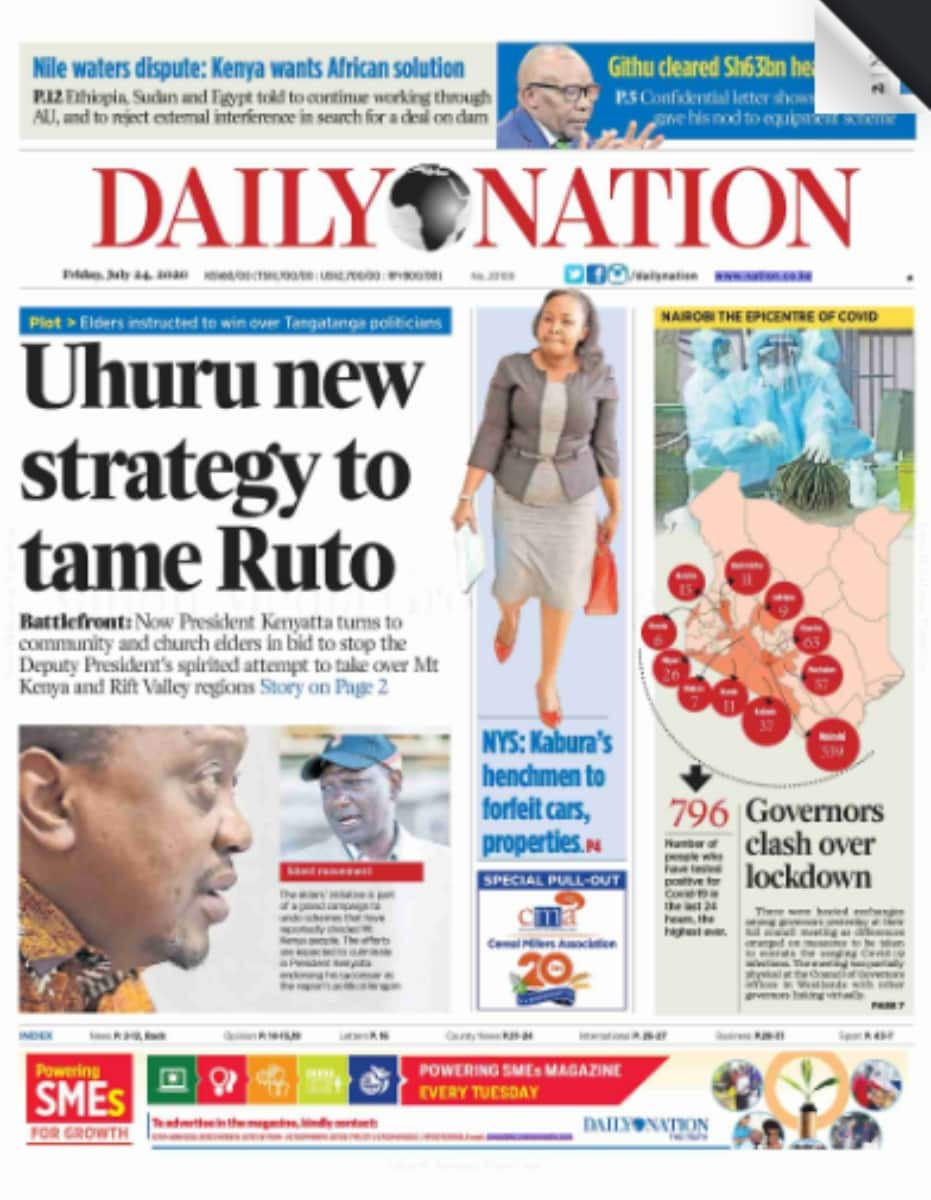 Magazeti Ijumaa Julai 24: Rais Uhuru apata kadi mpya kumkabili DP Ruto