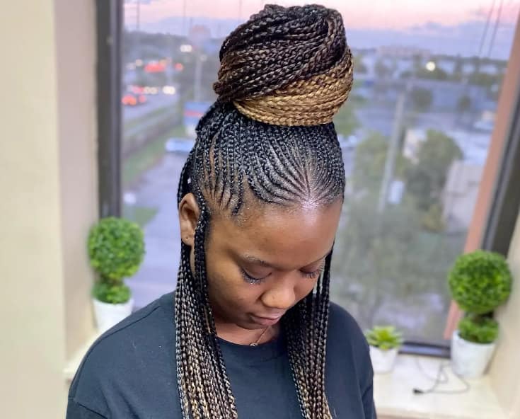 120 African Braids Hairstyle Pictures to Inspire You | ThriveNaija | Black  hair updo hairstyles, Cool braid hairstyles, Flat twist updo