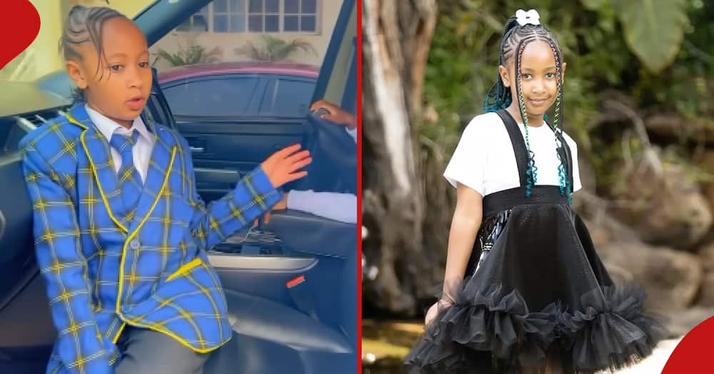 Size 8's daughter Ladasha Wambo in her school uniform (l). Wambo in her casual wear (r).