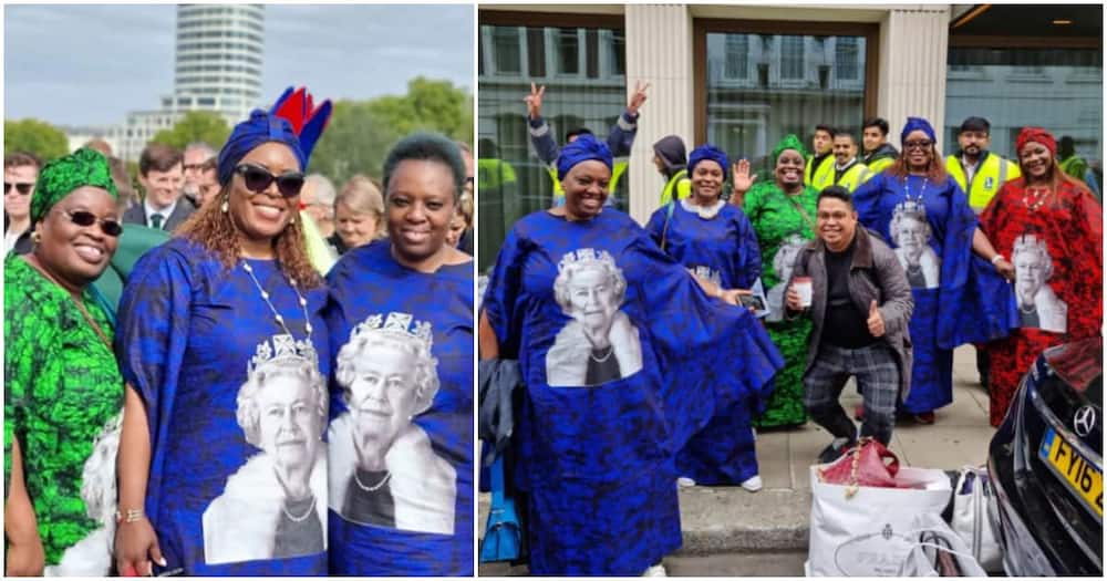 Nigerian aunties wear kitenge at Queen Elizabeth's burial in London.