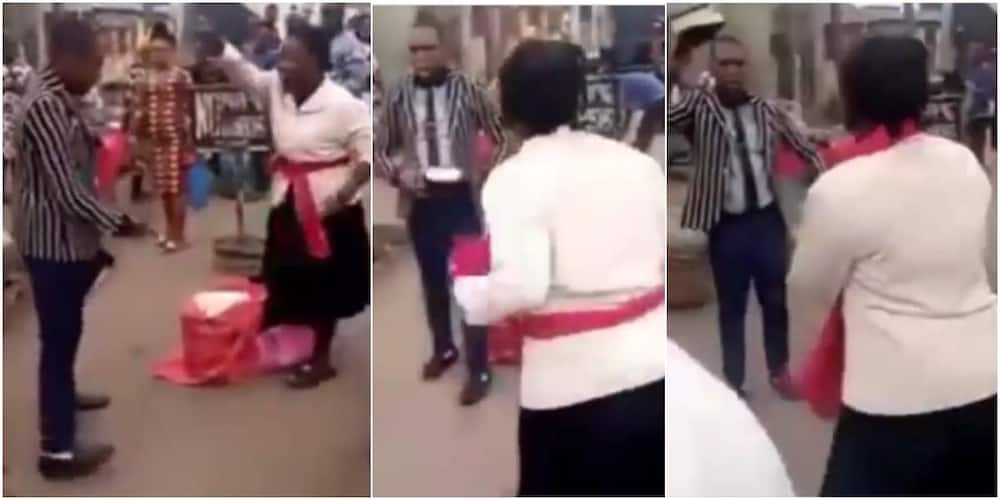 Male and female preachers fight over preaching spot in Ikeja area of Lagos state, video goes viral they battle to reclaim territory
