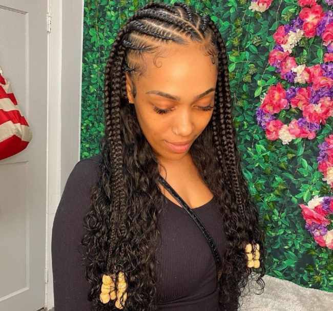 Knotless braids with beads hairstyles