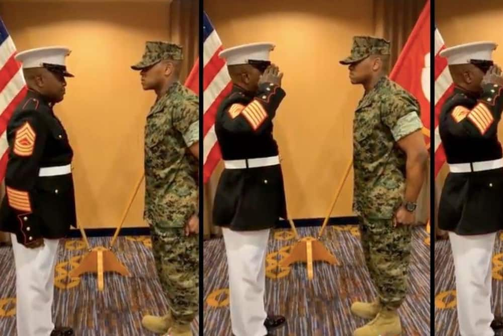 Emotional Father Gives First Salute to Son as Commissioned Military Officer