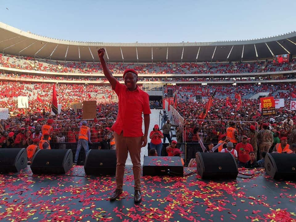 Julius Malema confronts electoral officials for asking wife to remove fake nails before voting