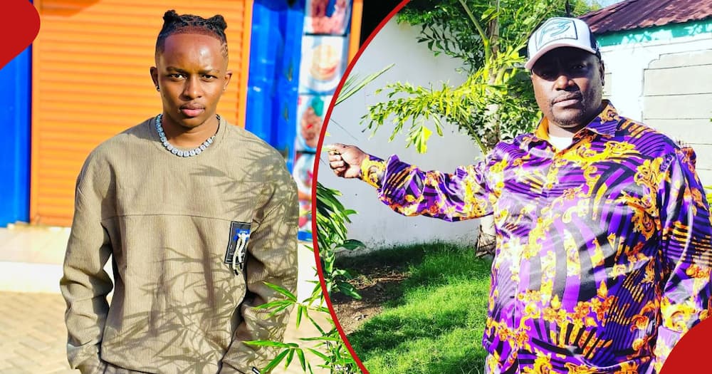 Tizian (l) shows of his latest hairstyle, Pastor Kanyari (r) poses for a photo outside his house.