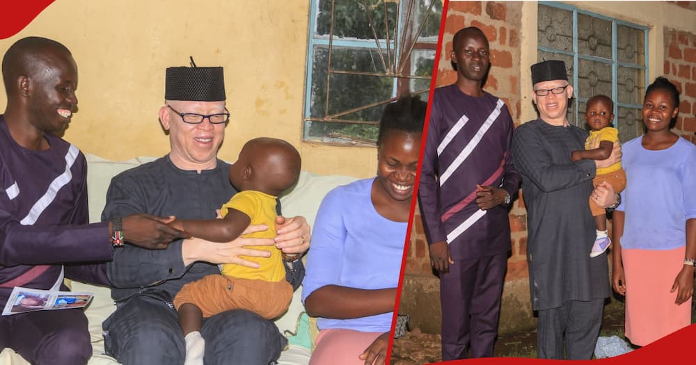 Government Spokesperson Isaac Mwaura delighted to meet child named after him in Homa Bay